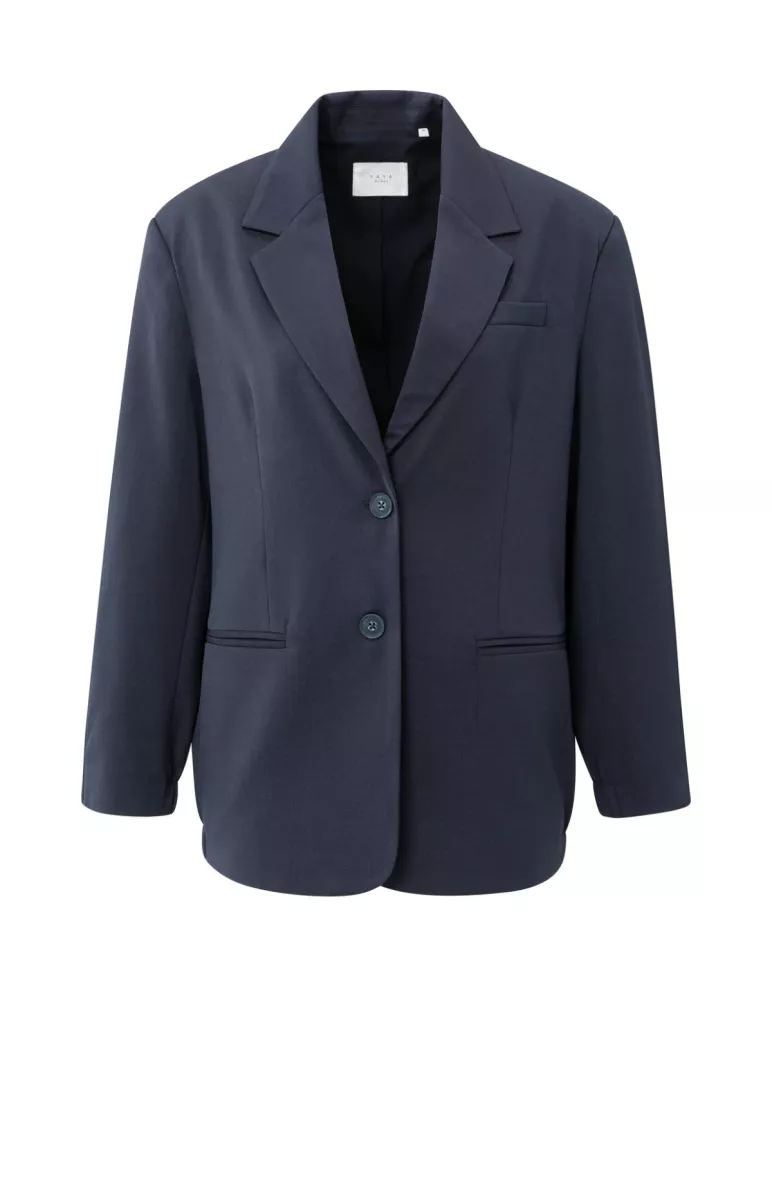 YAYA-Woven loose fit blazer with bo; Polyester/Viscose/Elastane; 94016-01-501071-508-94016-BLUE