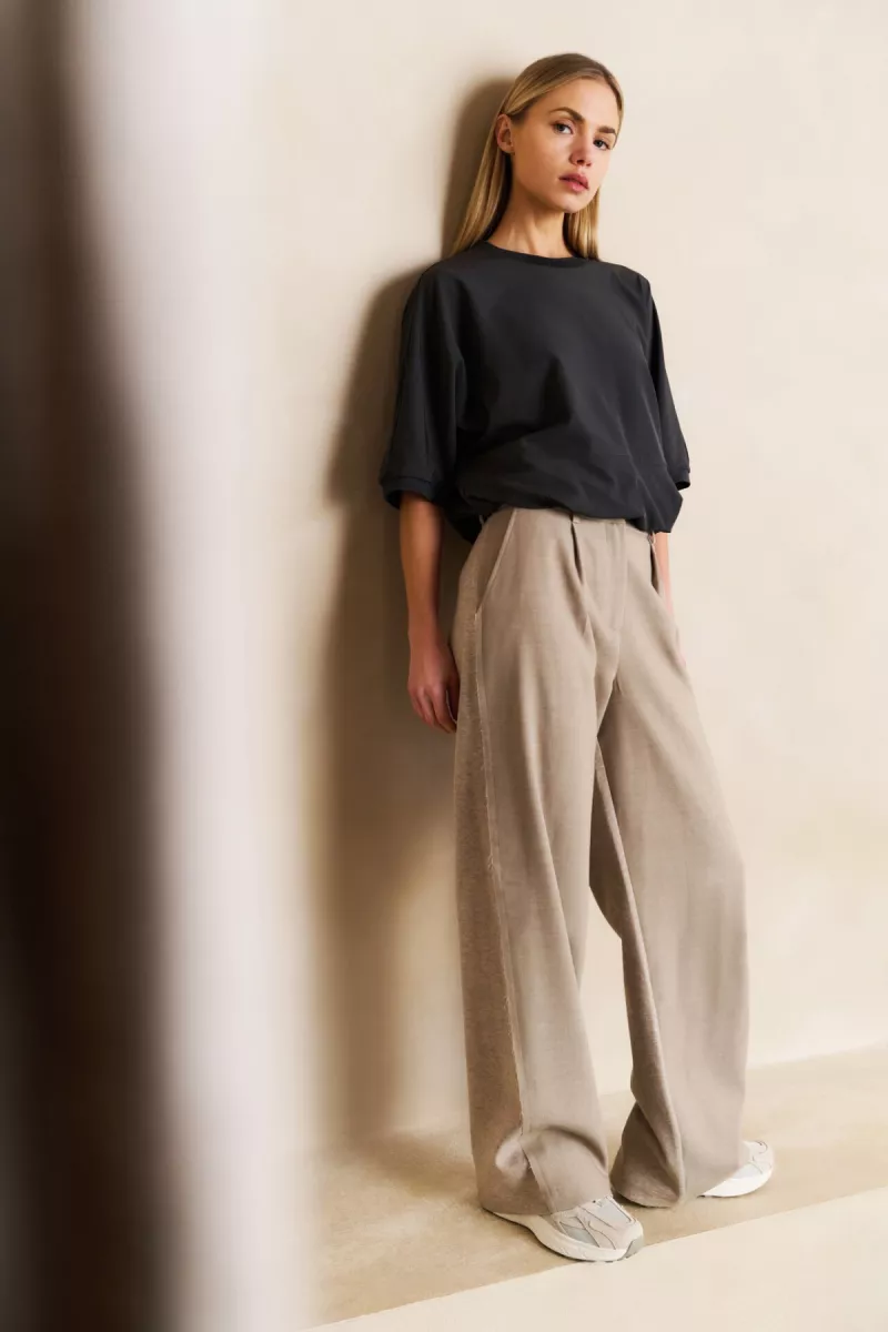 YAYA-Woven wide leg trousers with j; Polyester/Viscose/Elastane; 99006-01-301214-508-99006-ZAND