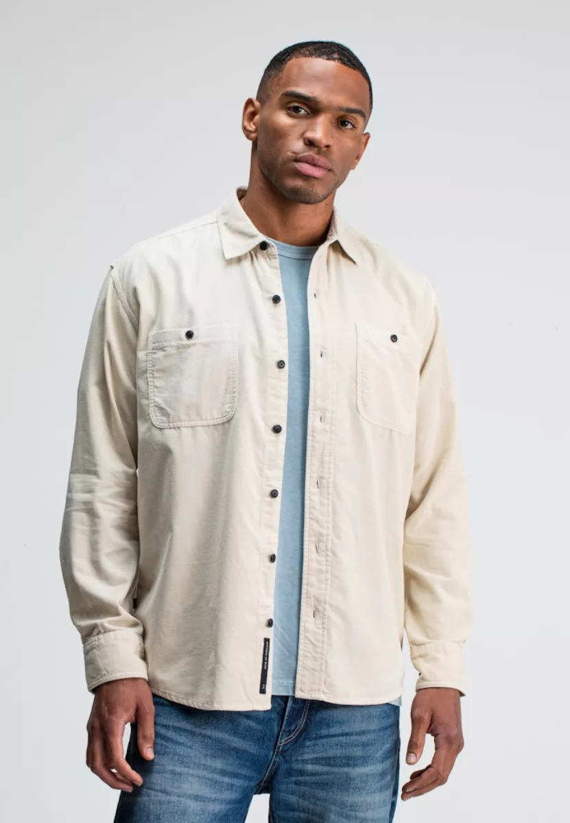 BUTCHER OF BLUE-Aiden worker cord shirt-M2524003-618 beige grey-CREME