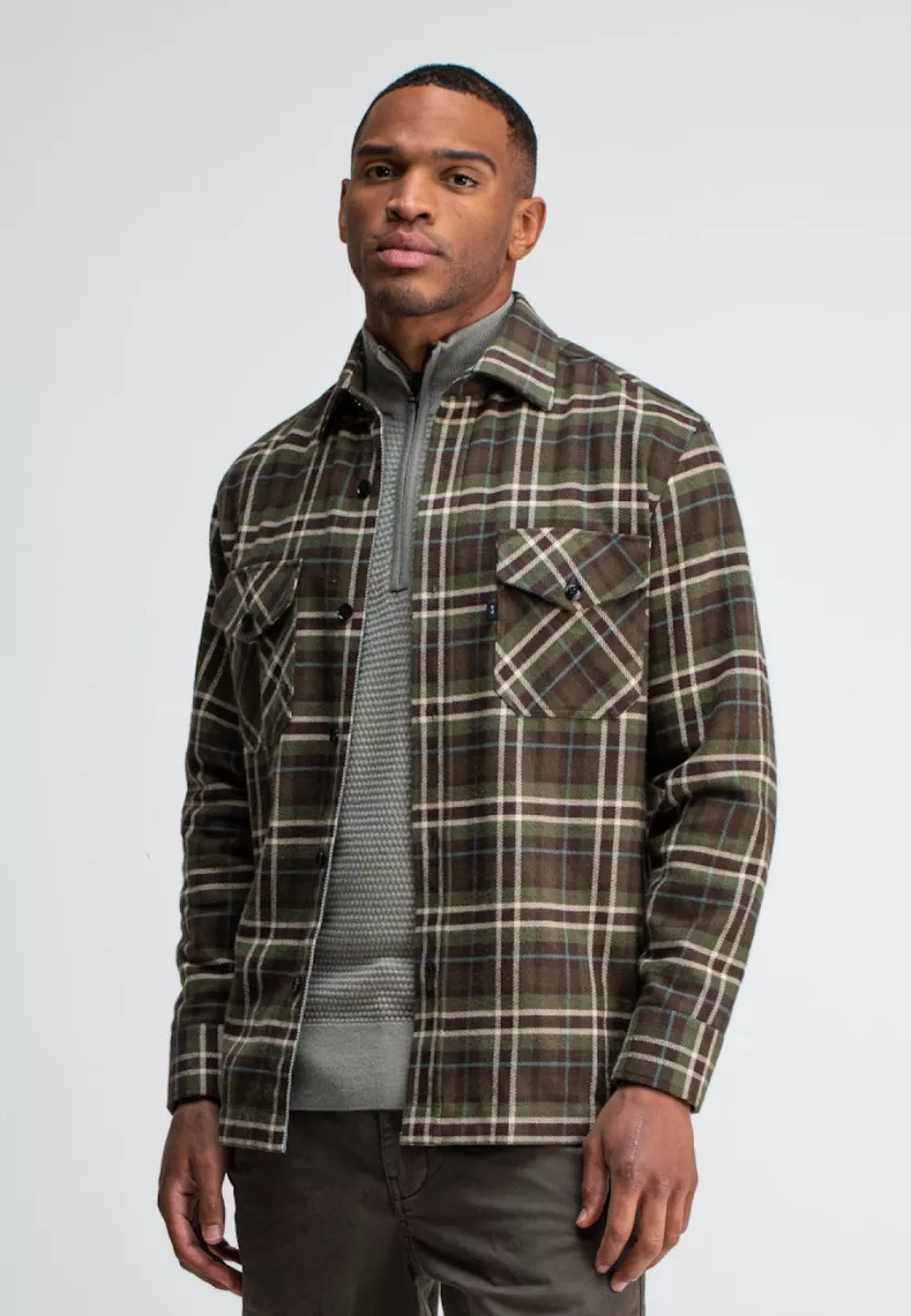 BUTCHER OF BLUE-Chief check overshirt-M2524040-730 forest green-LEGERGROEN