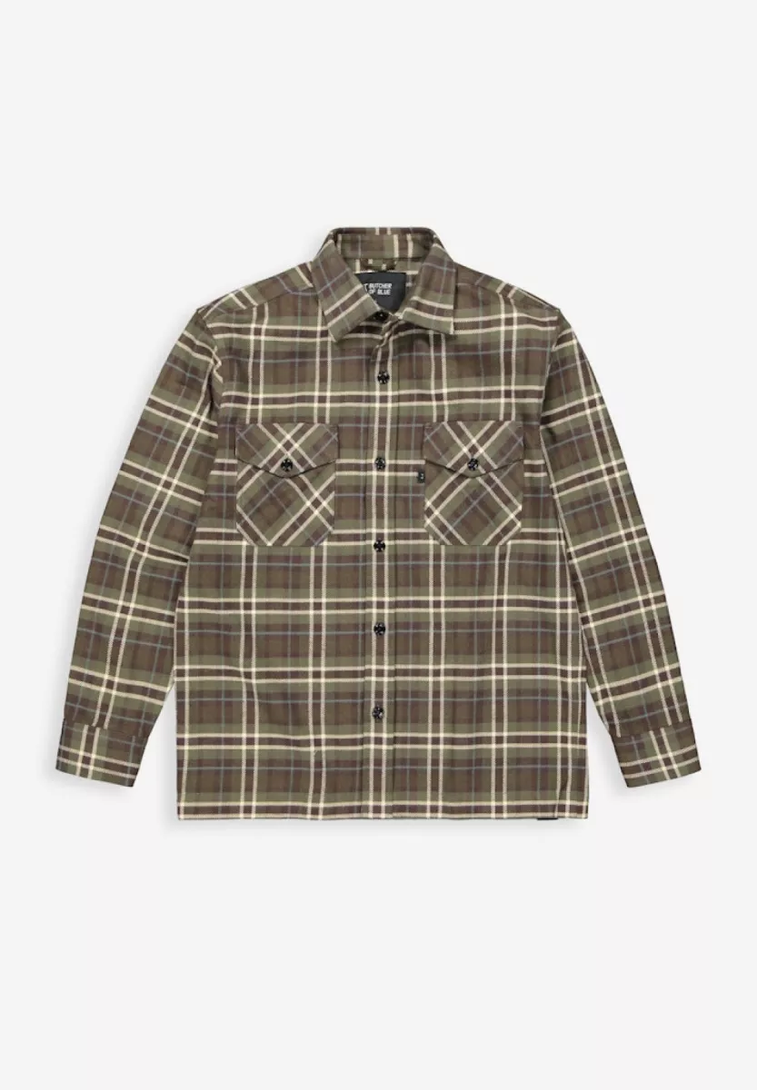 BUTCHER OF BLUE-Chief check overshirt-M2524040-730 forest green-LEGERGROEN
