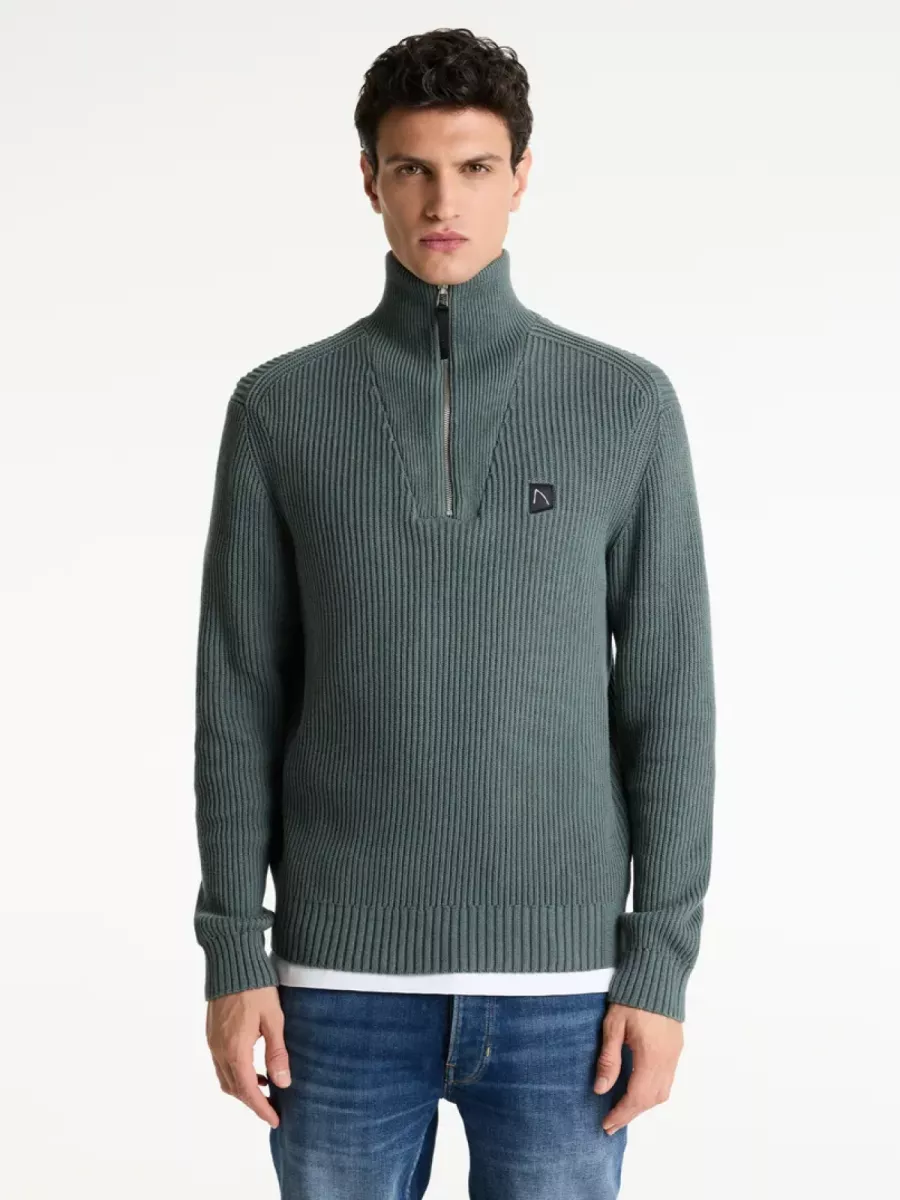 Chasin-Oliver half zip-31190001-E53 Dk. green-DONKER GROEN
