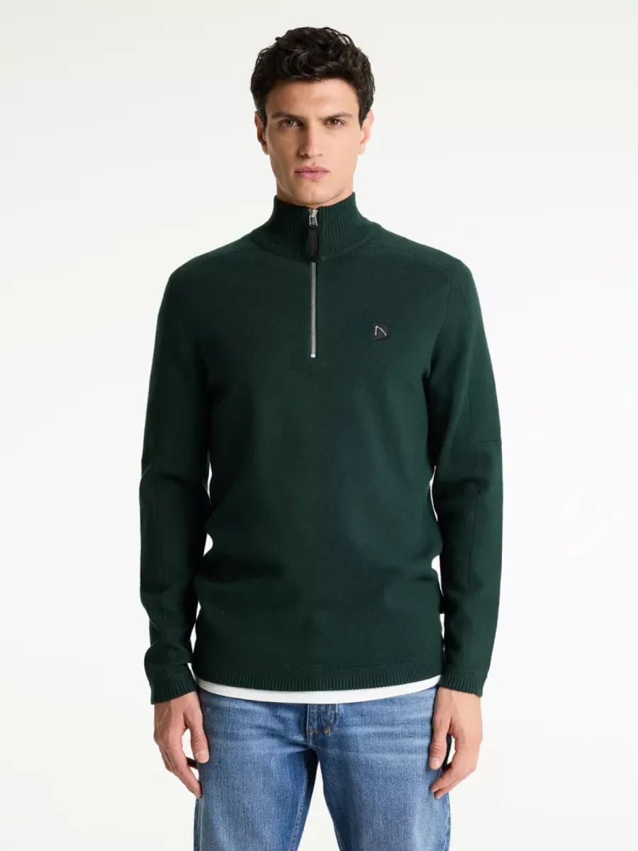 Chasin-Oscar half zip-31150003-E53 Dk. green-DONKER GROEN