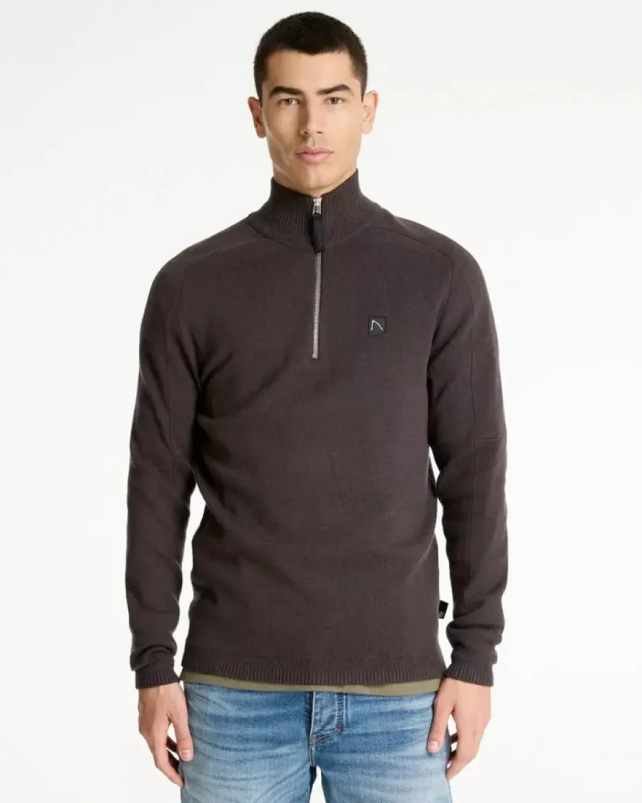 Chasin-Oscar half zip-31150003-E73 Dark brown-DONKER BRUIN
