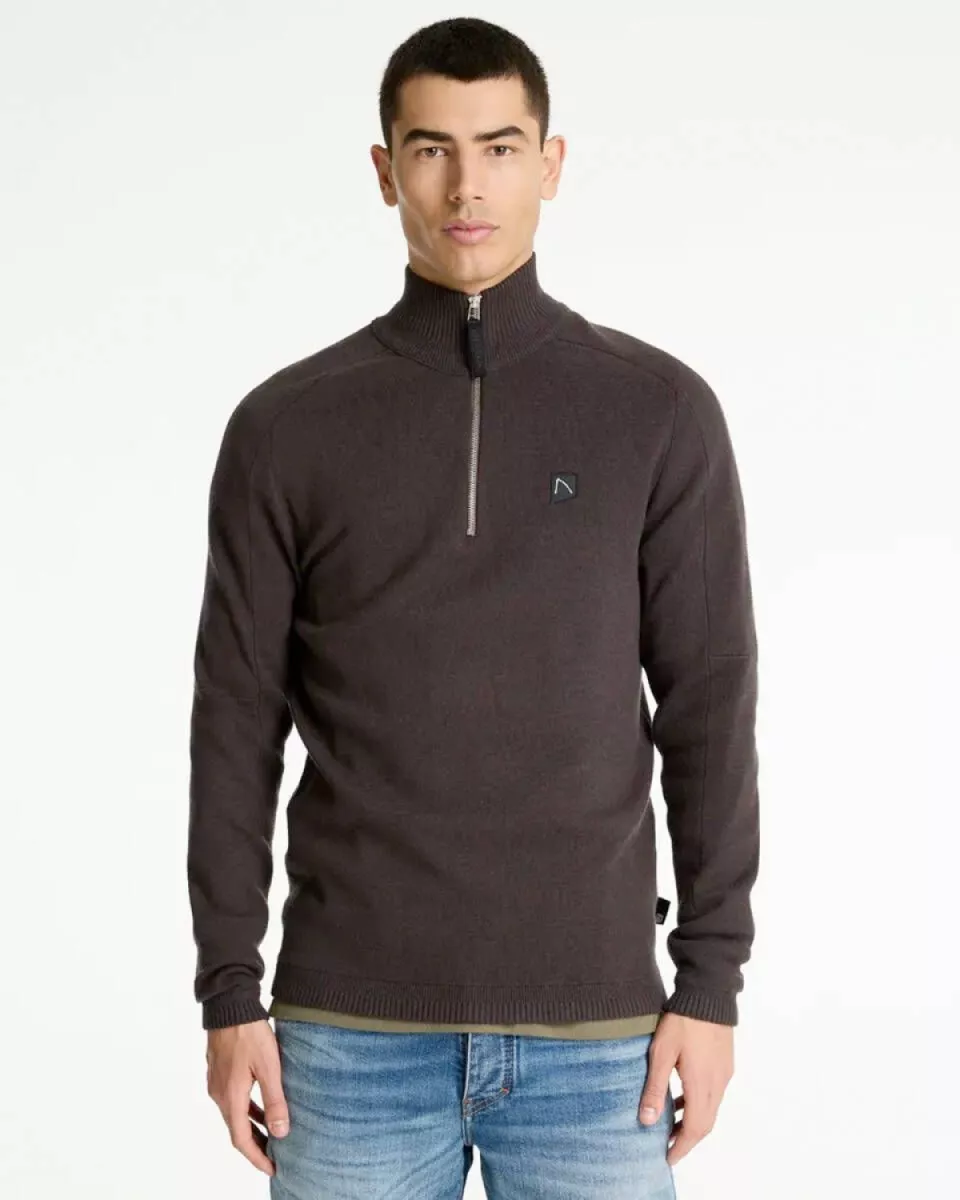Chasin-Oscar half zip-31150003-E73 Dark brown-DONKER BRUIN
