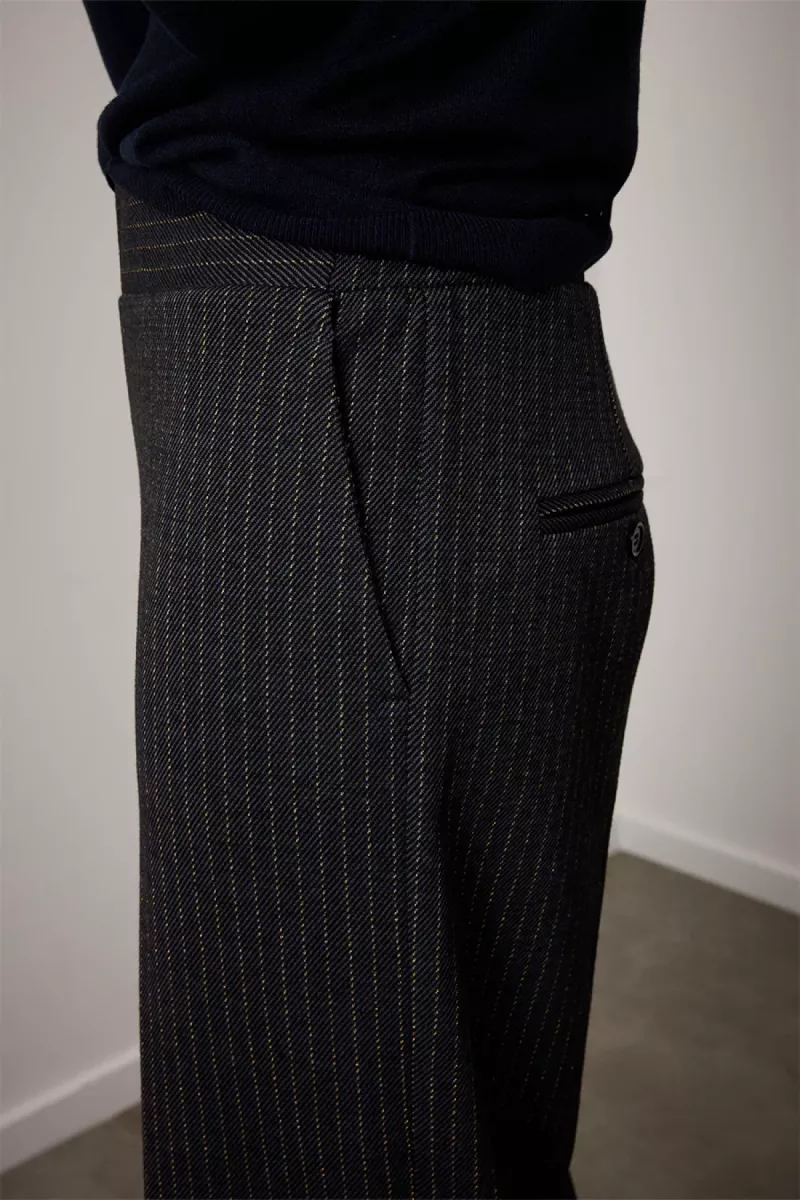 Corel-Lior Wide Pants Stripe Beccaria-1007-8511-603 Midnight Blue-NAVY
