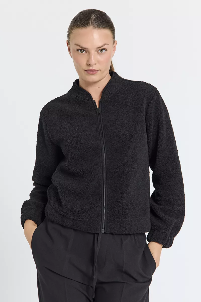 FREE QUENT-Teddy Jacket-207639-Black-ZWART