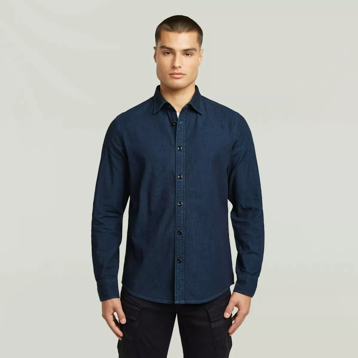 G-STAR-Clean slim shirt-D27681-D539-G839 worn in deep-DENIM
