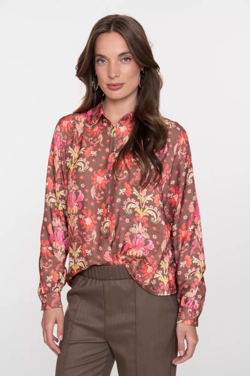 GEISHA-Blouse-53938-20-775 brown/soft red-BRUIN