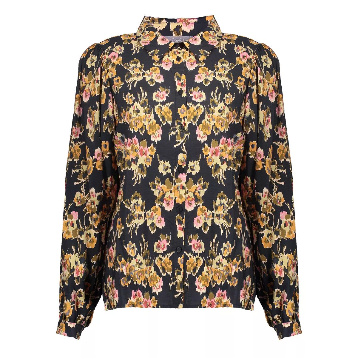 GEISHA-Blouse flowers-53617-20-999 black/yellow-BLACK
