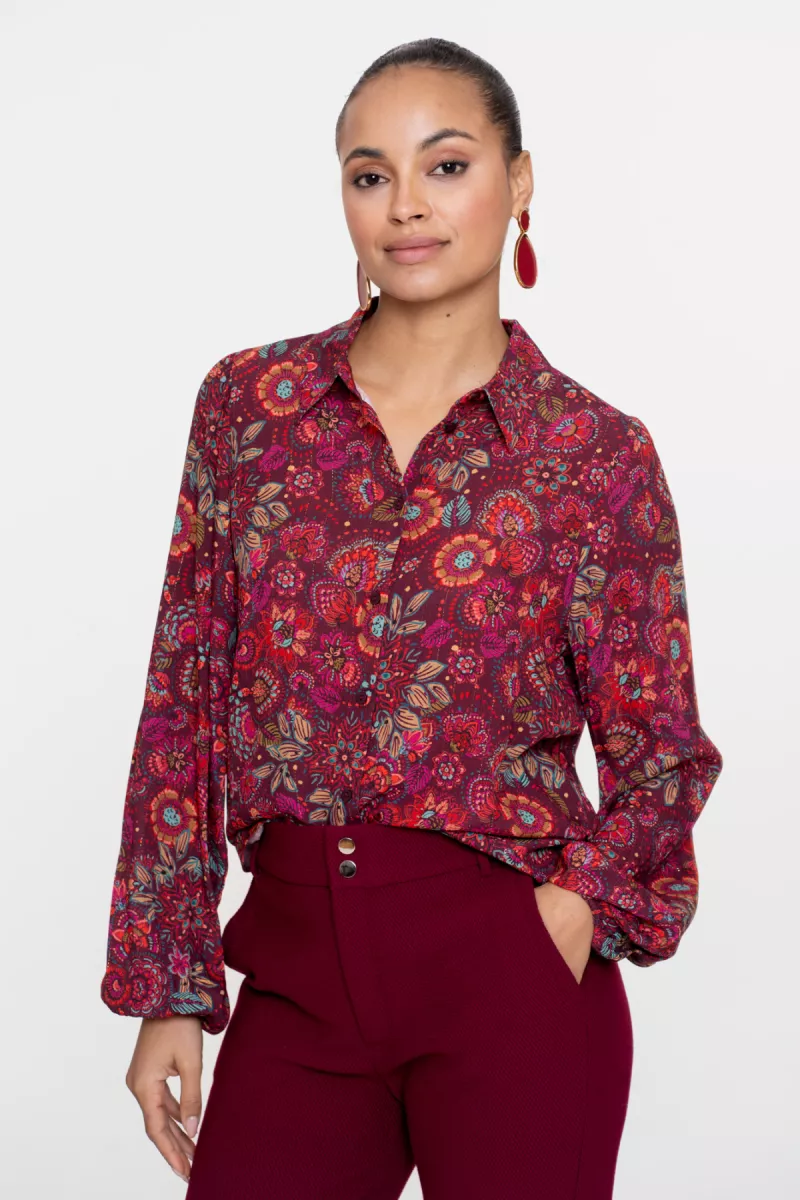GEISHA-Blouse print-53606-20-445 fuchsia/red-FUCHSIA