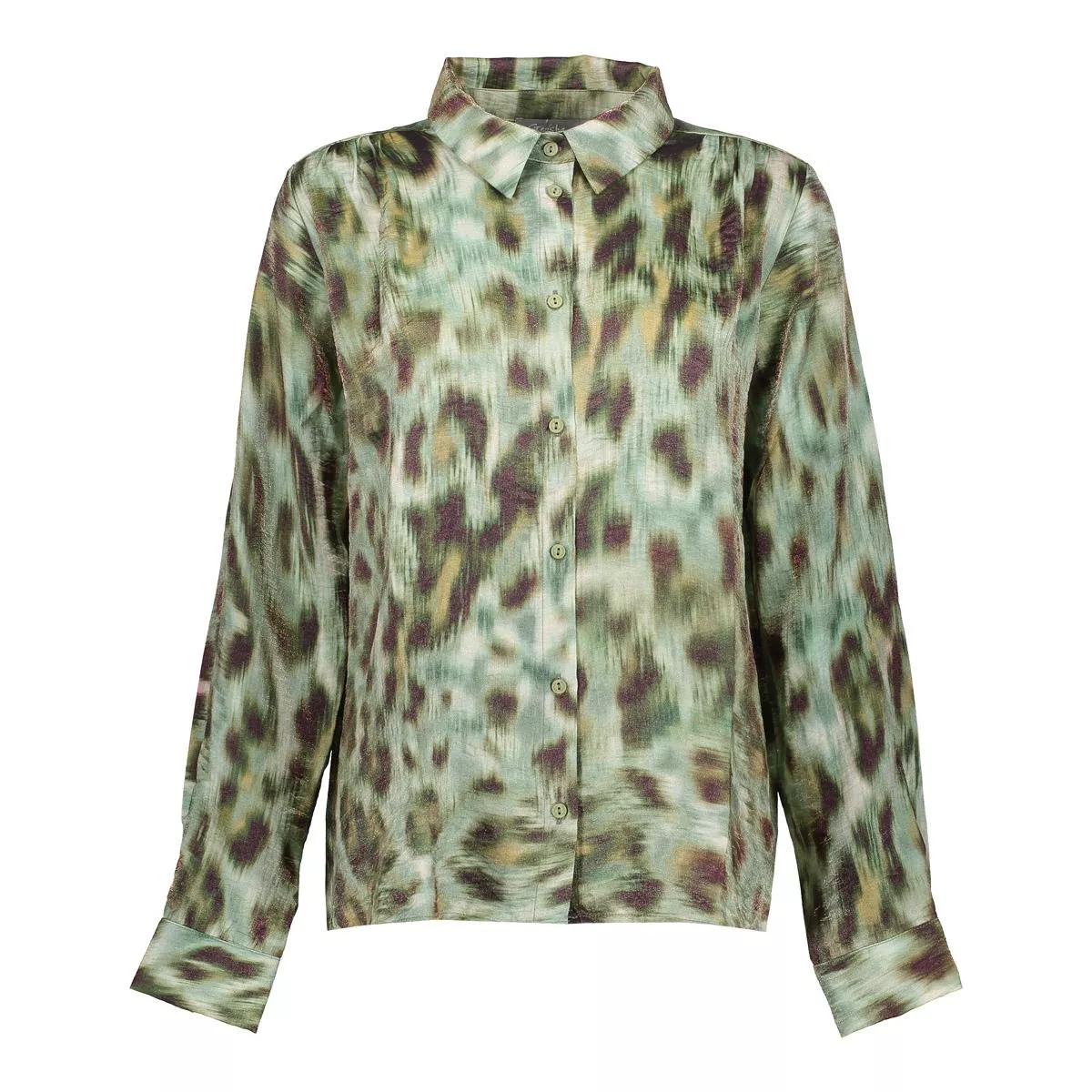GEISHA-Blouse print-53659-20-530 green/brown-LEGERGROEN