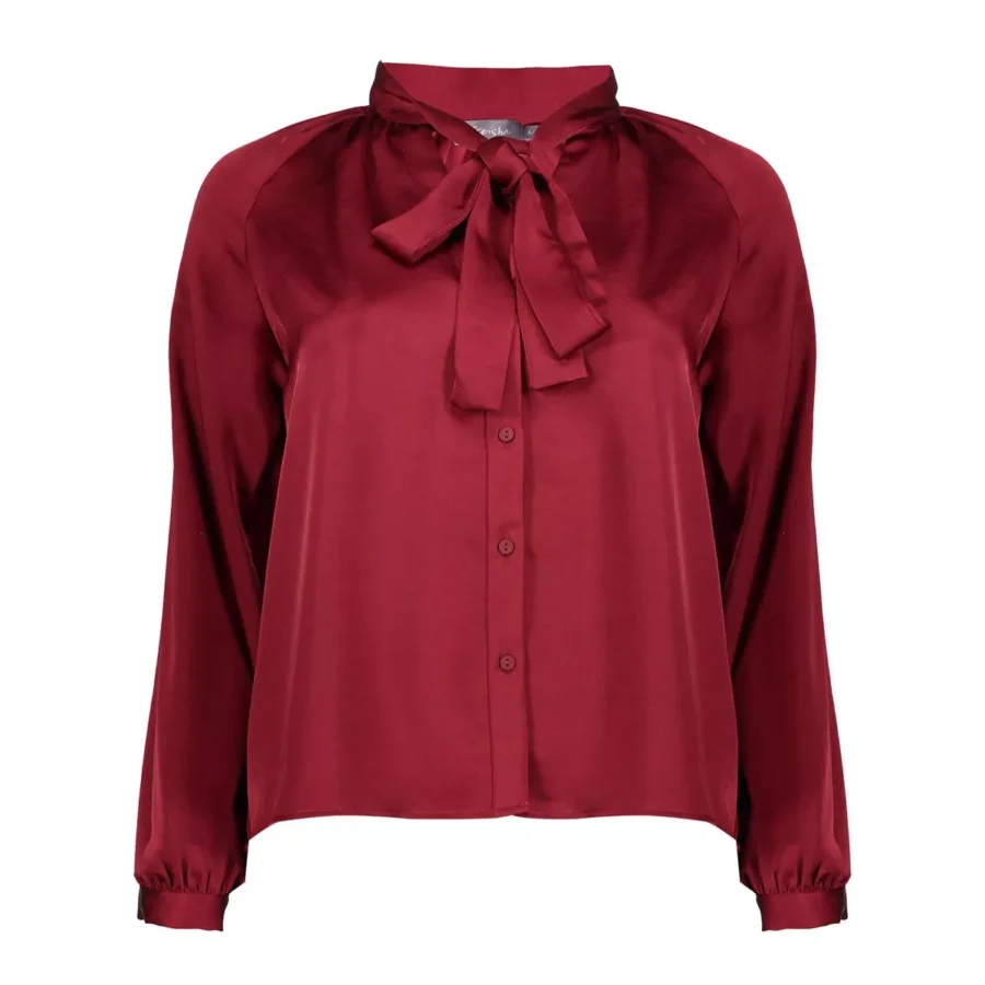 GEISHA-Blouse with bow-53544-14-485 port-ROOD