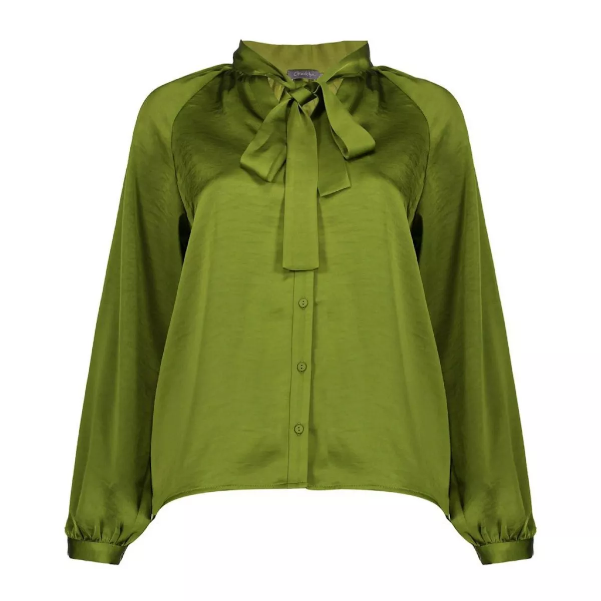 GEISHA-Blouse with bow-53544-14-530 green-LEGERGROEN