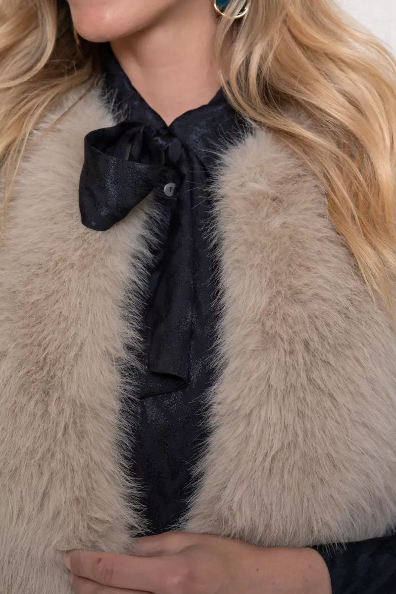GEISHA-Gilet fake fur-55852-19-935 greige-GRIJS