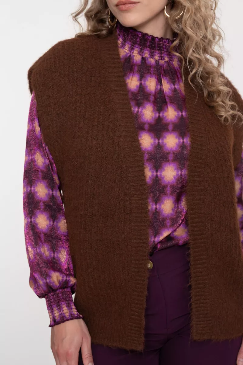 GEISHA-Gilet hairy-54830-29-775 brown-ZAND