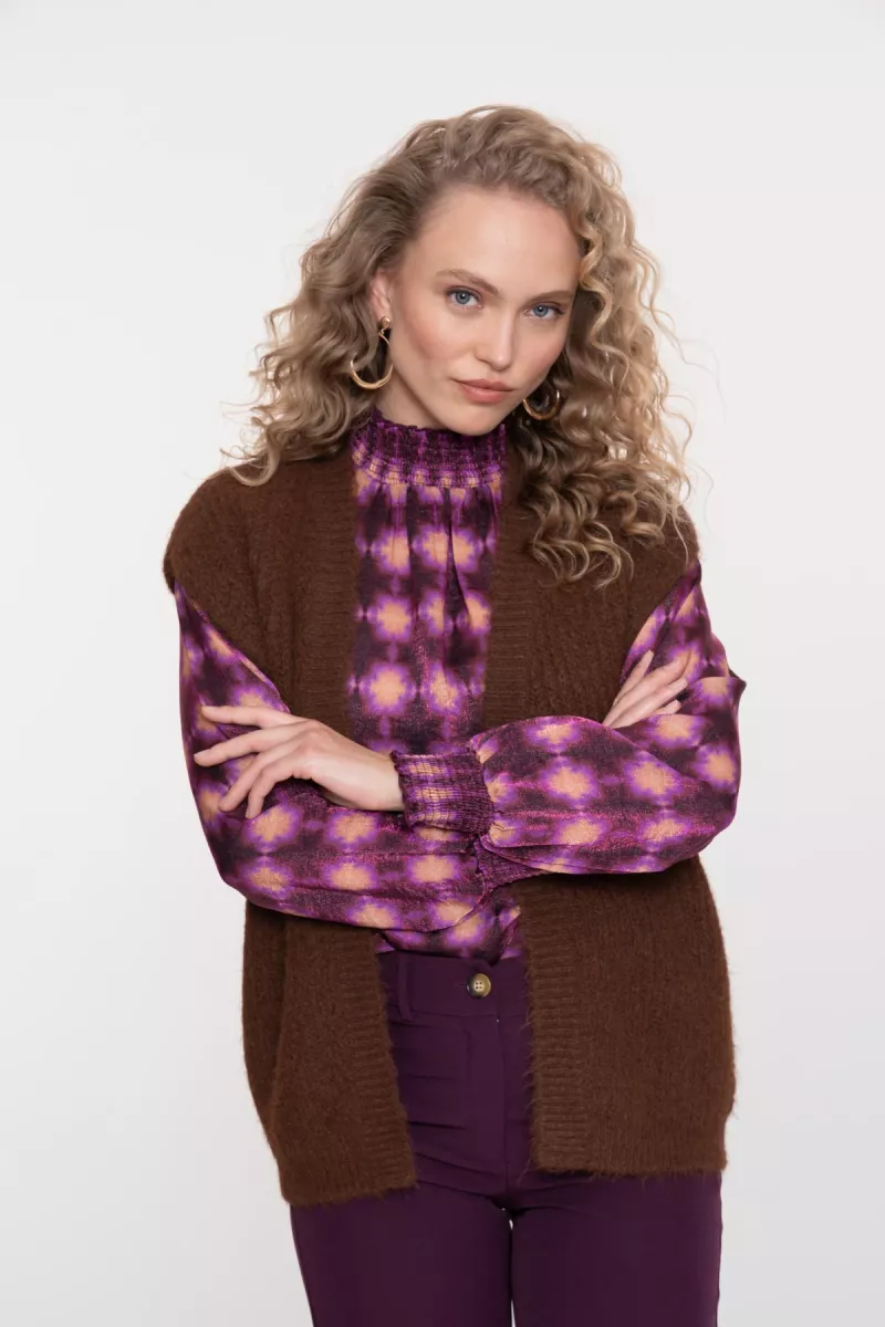 GEISHA-Gilet hairy-54830-29-775 brown-ZAND