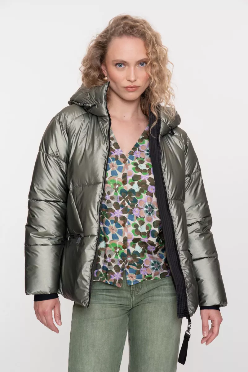 GEISHA-Jacket metallic short-58516-12-3 soft green metallic-GROEN