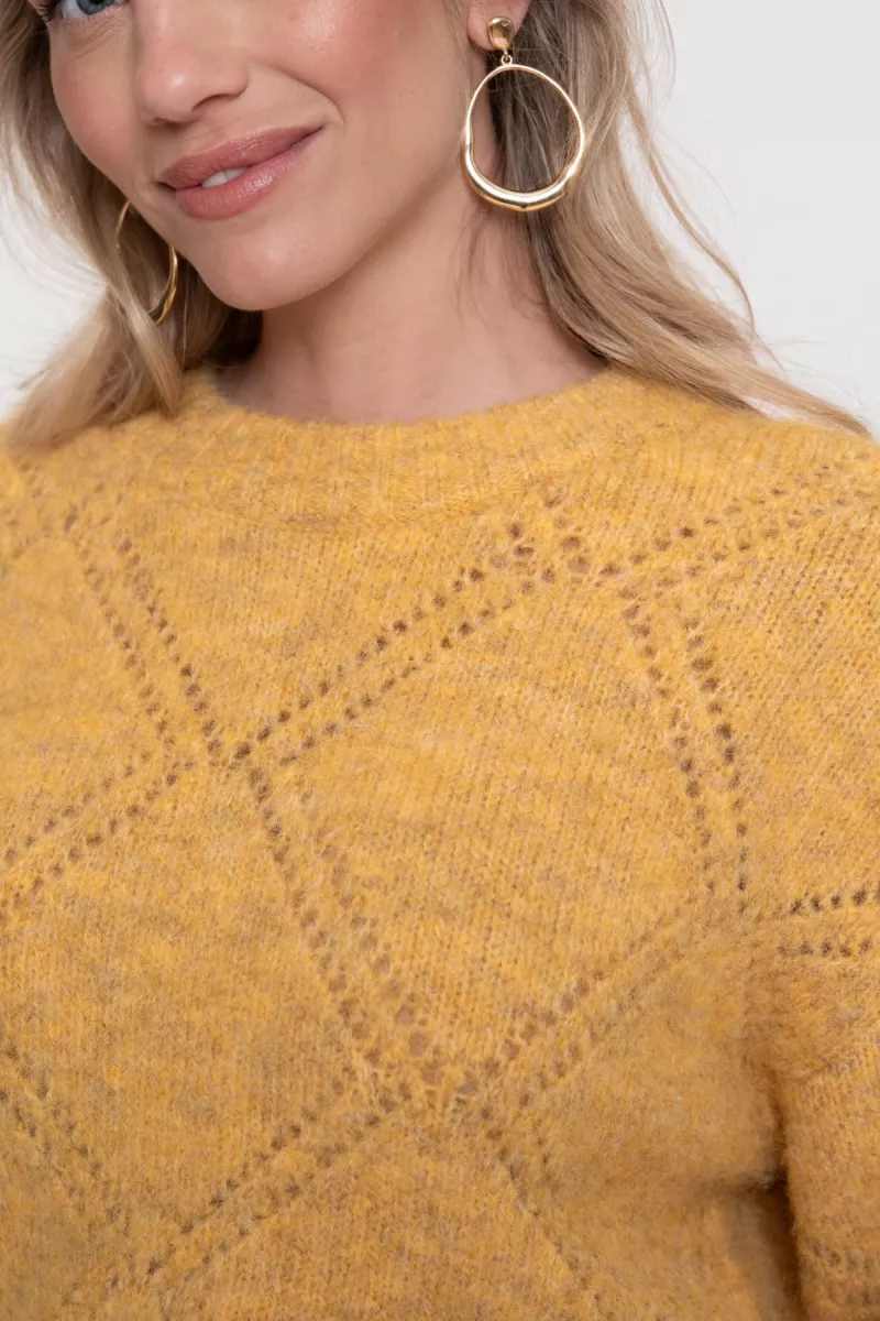 GEISHA-Pullover argyle-54833-29-175 ochre yellow-GEEL