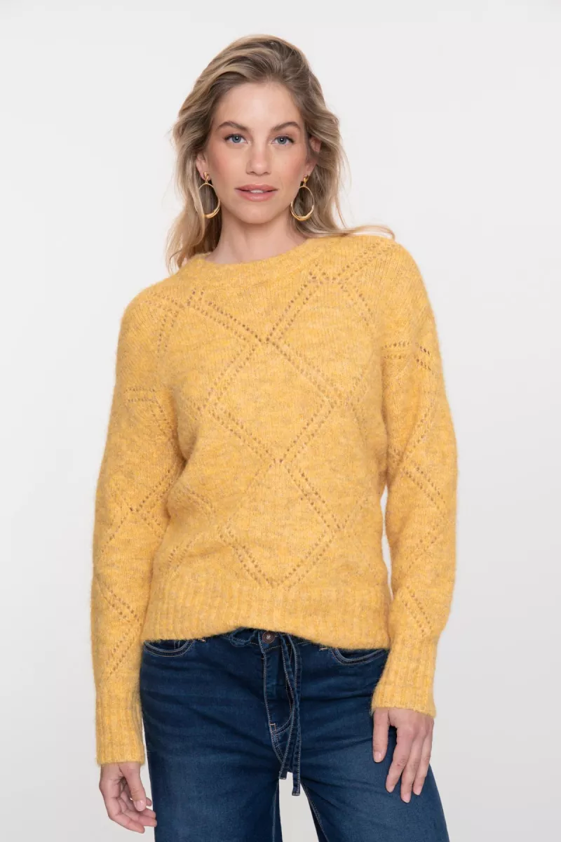 GEISHA-Pullover argyle-54833-29-175 ochre yellow-GEEL