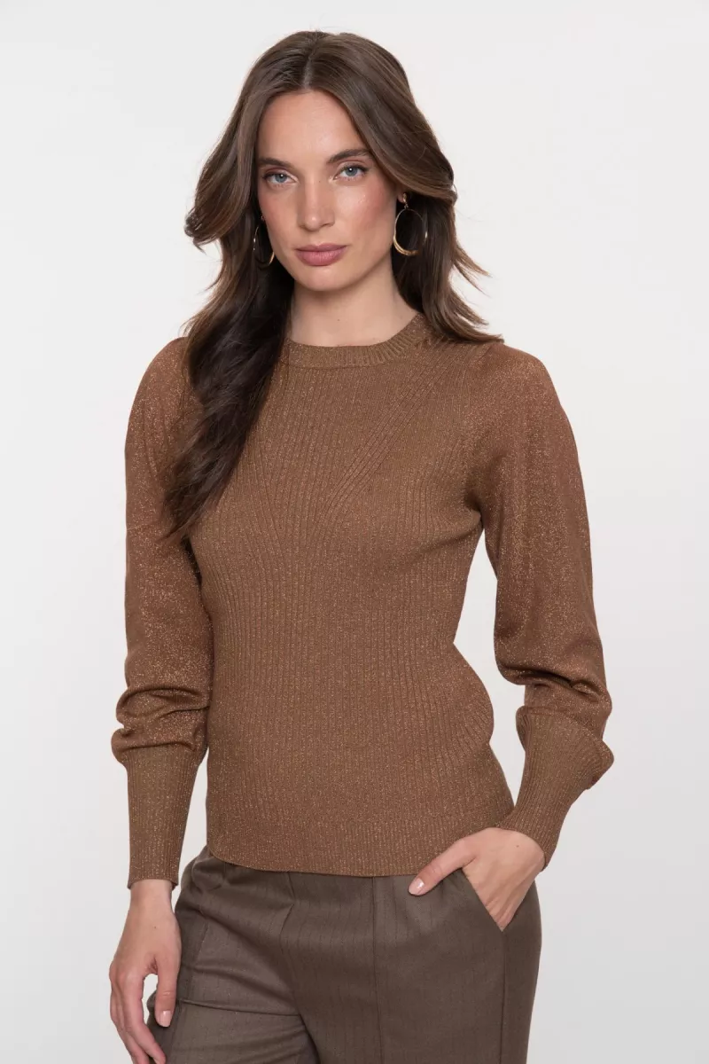 GEISHA-Pullover pleated shoulders lurex-54530-14-720 sand-ZAND