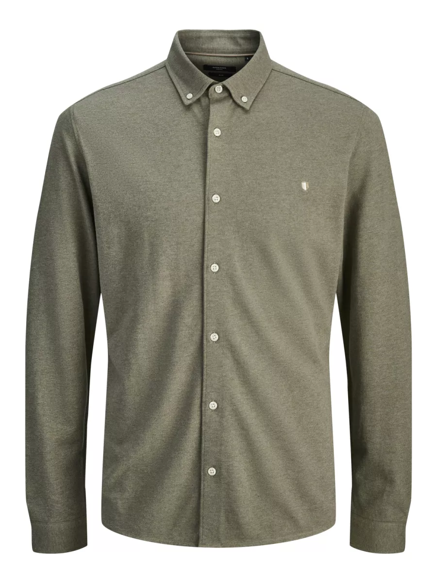 JACK & JONES-JPRBLUBLAKE PIQUE DETAIL L/S SHIRT-12284463-Aloe-GROEN