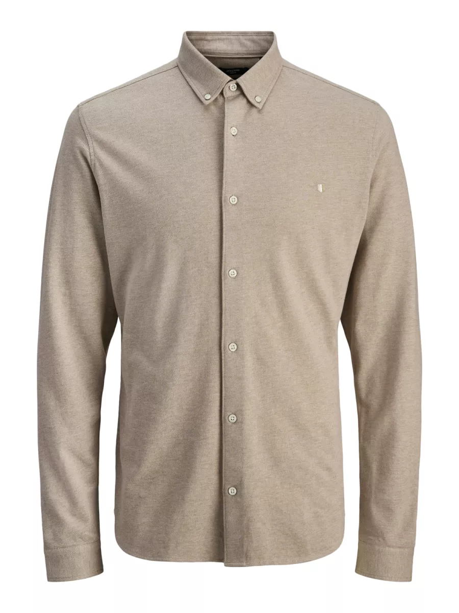 JACK & JONES-JPRBLUBLAKE PIQUE DETAIL L/S SHIRT-12284463-Tigers eye-BRUIN