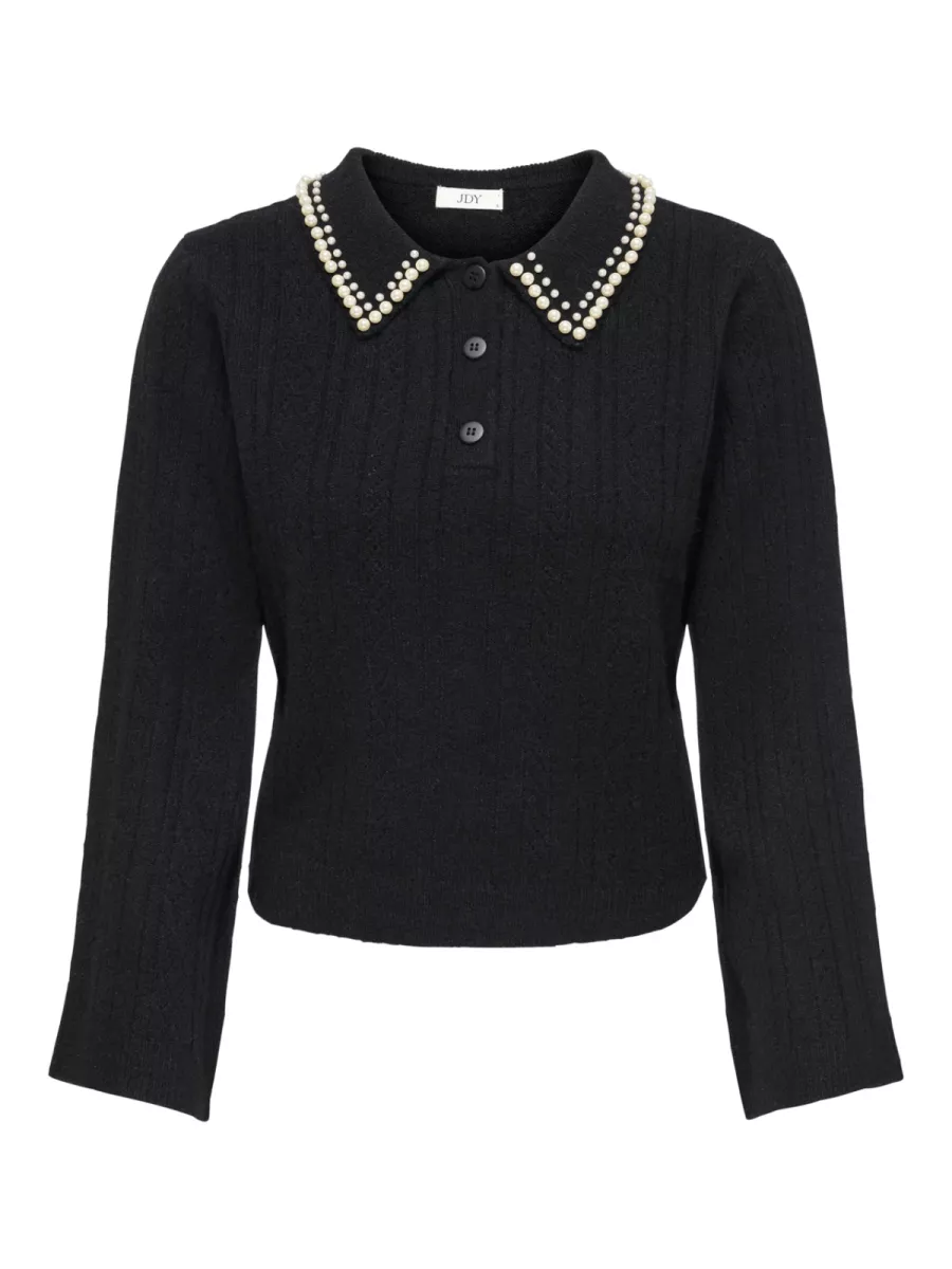 JDY-JDYAPRIL LIFE L/S PEARL COLLAR PULL-15351838-Black-BLACK