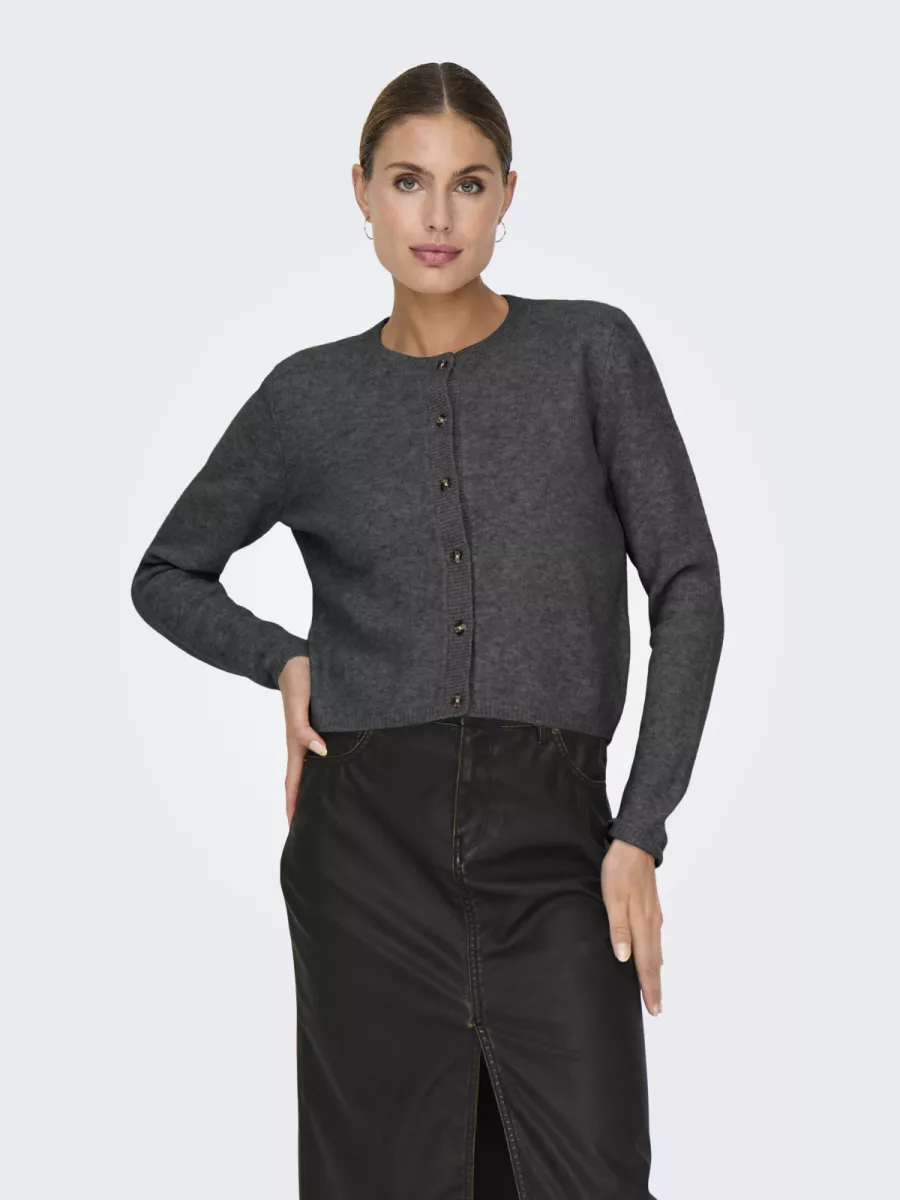 JDY-JDYCHLOE LIFE L/S CARDIGAN KNT NOOS-15330581-Dark Grey Melange-DONKER GRIJS/GRAFIET
