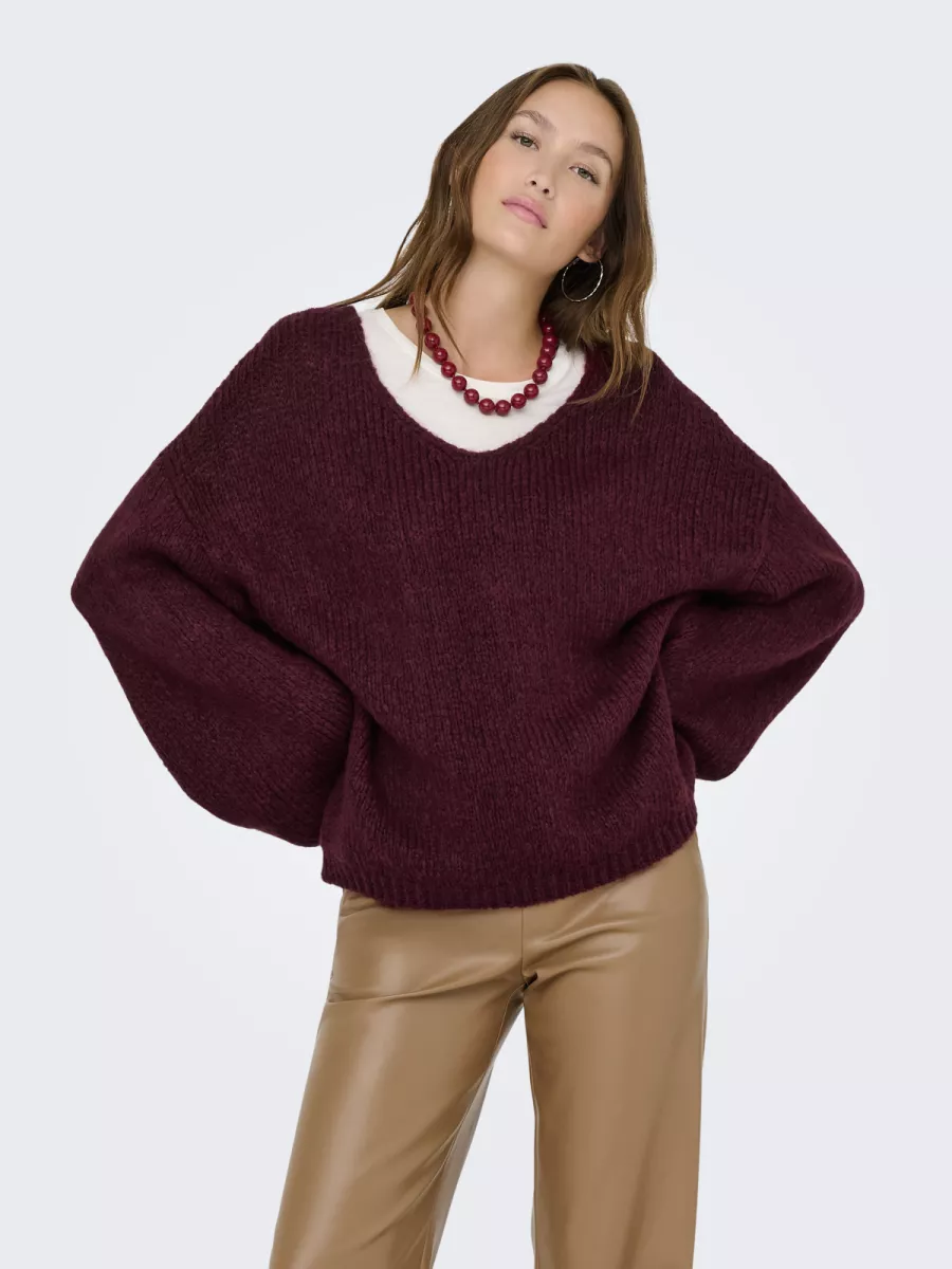 JDY-JDYDINEA L/S REVERSIBLE PULLOV. KNT-15334709-Cabarnet-DONKER ROOD