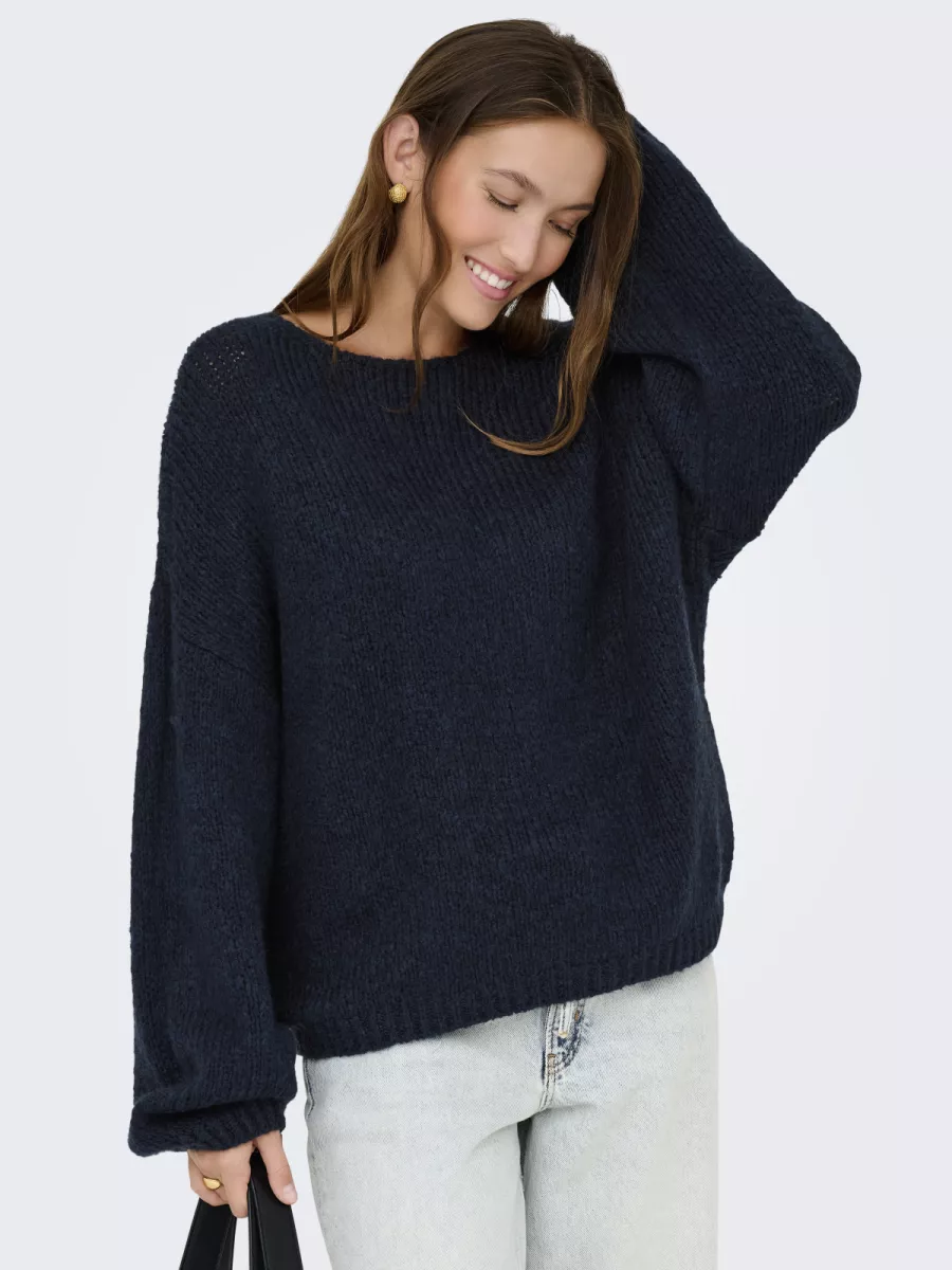 JDY-JDYDINEA L/S REVERSIBLE PULLOV. KNT-15334709-Total Eclipse-NAVY