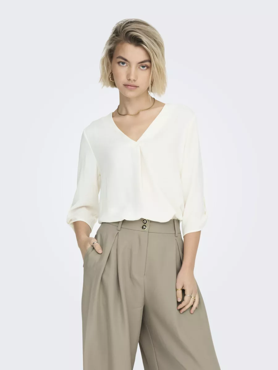 JDY-JDYDIVYA 3/4 TOP WVN NOOS-15226911-Cloud Dancer-CREME