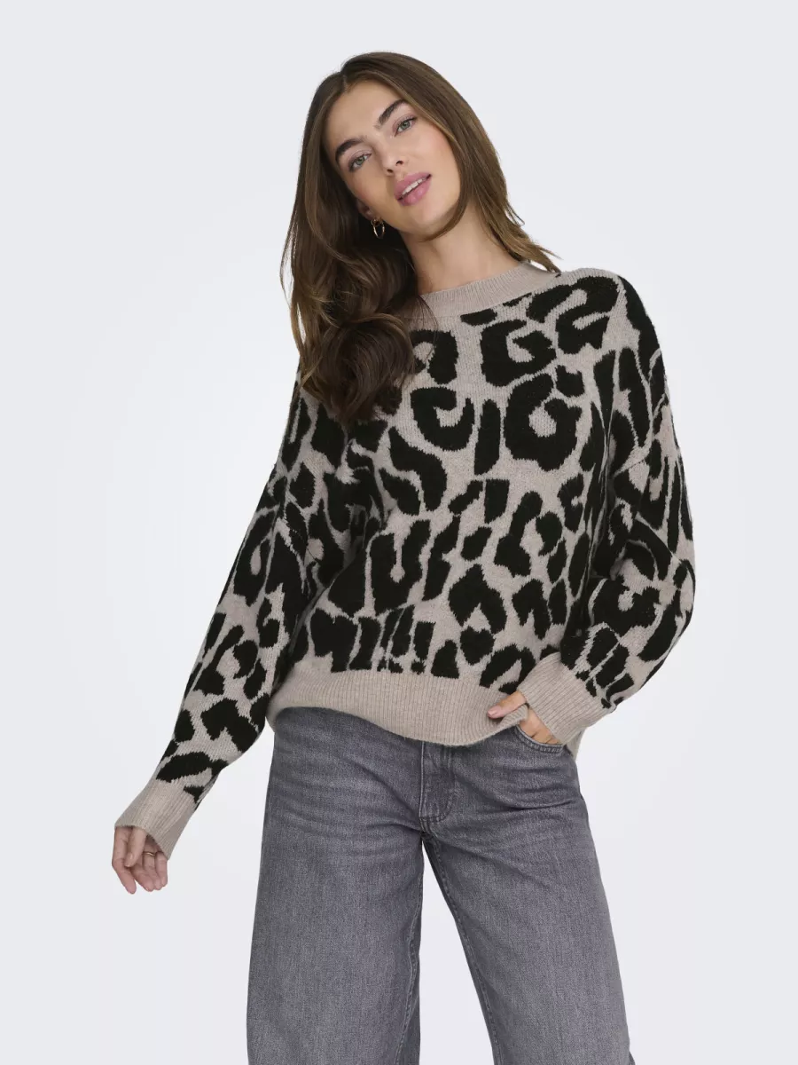 JDY-JDYELANOR LEO L/S ON PULLOVER KNT-15357557-Beige-BEIGE