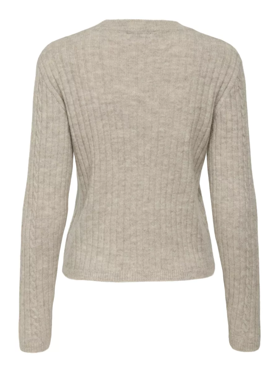 JDY-JDYELLA LIFE L/S O-NECK BLING PULL-15355465-Dark Grey Melange-GRIJS