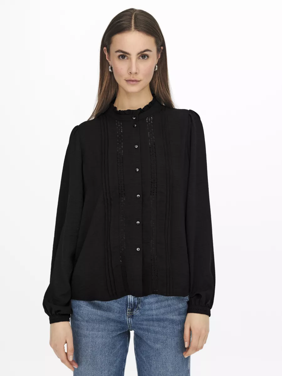 JDY-JDYELLIS L/S LACE SHIRT WVN-15251994-Black-BLACK