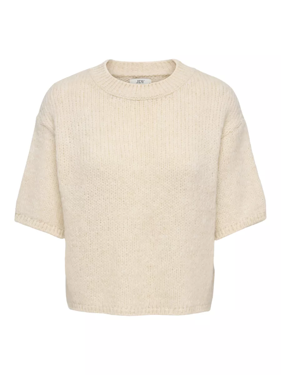 JDY-JDYLINEA S/S PULLOVER O-NECK KNT NO-15367237-Birch-CREME