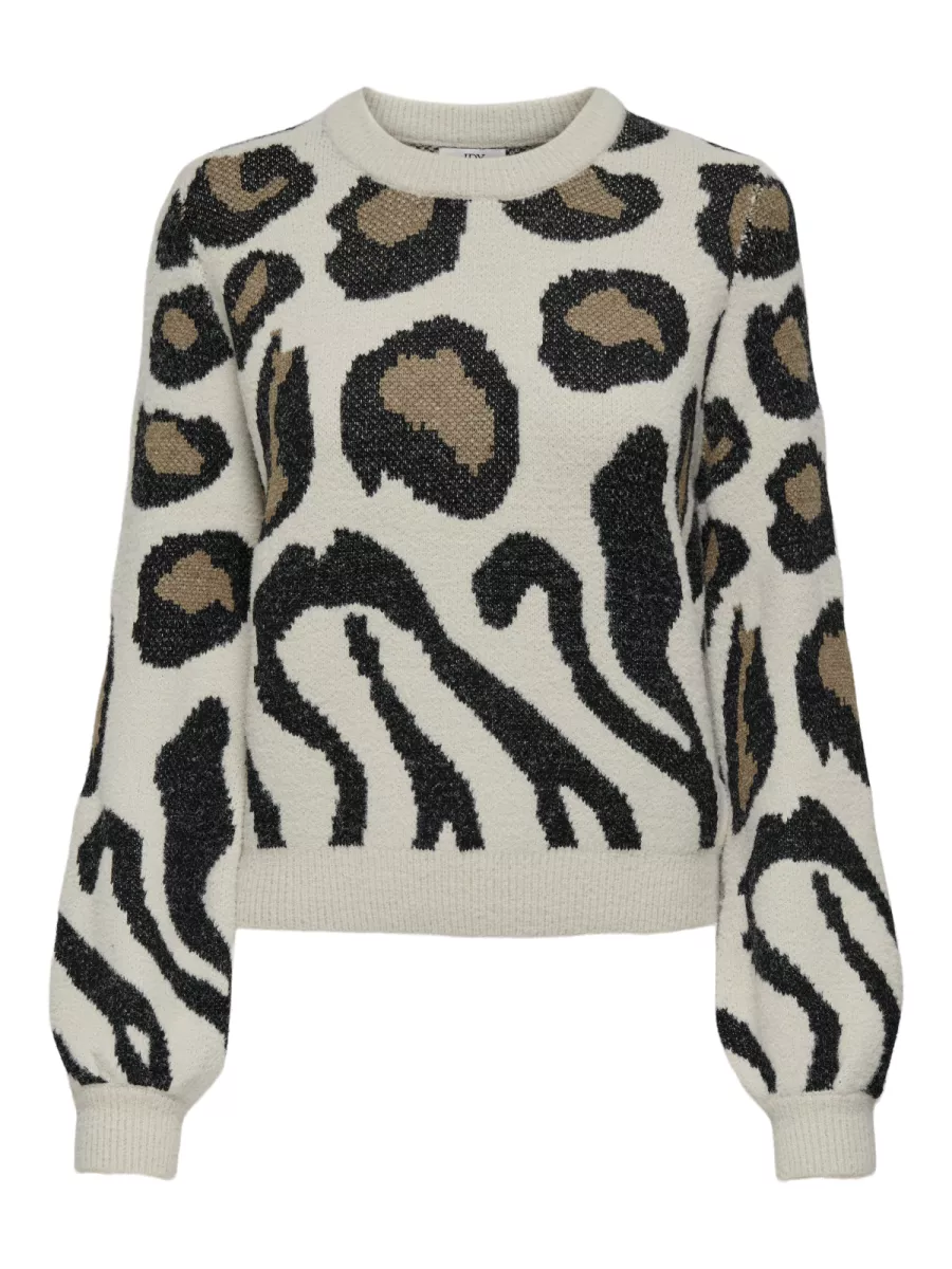 JDY-JDYLORRAINE ANIMAL L/S PULLOVER KNT-15292890-Cement-CEMENT