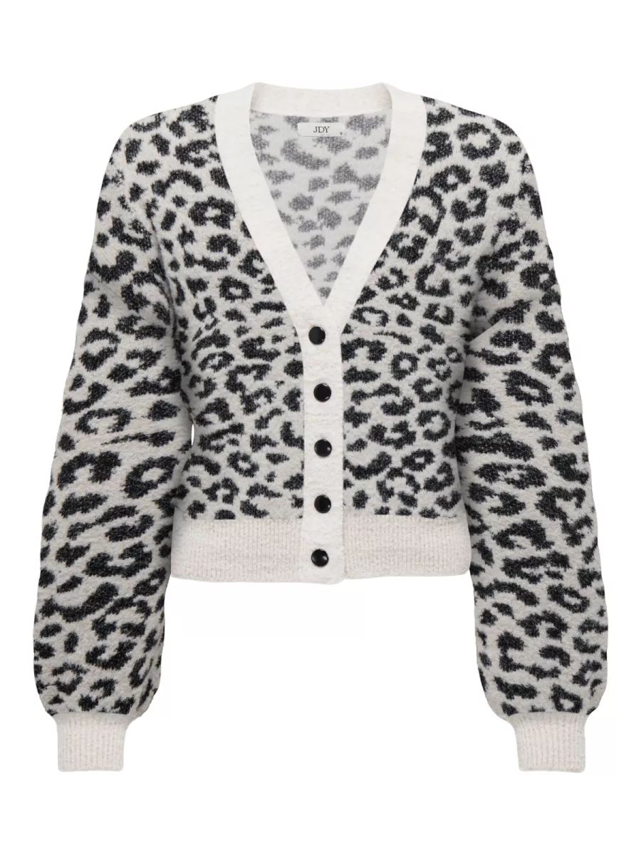JDY-JDYLORRAINE ANIMAL SHORT CARDIGAN K-15292883-Cement-CEMENT