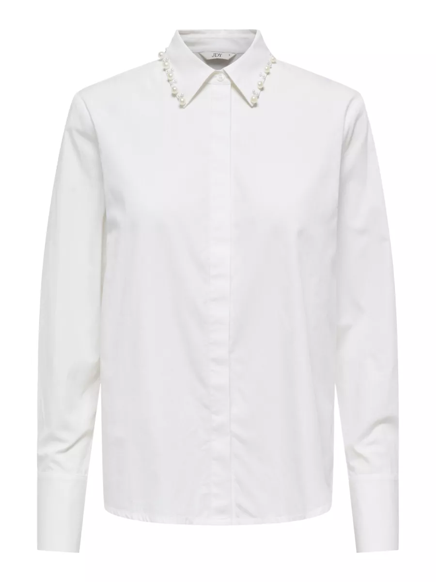 JDY-JDYLULA L/S PEARL DETAIL SHIRT WVN-15355260-Cloud Dancer-CREME