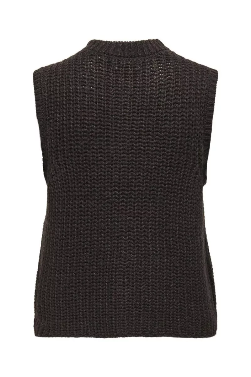 JDY-JDYMABEL S/L O-NECK BUTTON VEST KNT-15359417-Chocolate Torte-CHOCOLADE