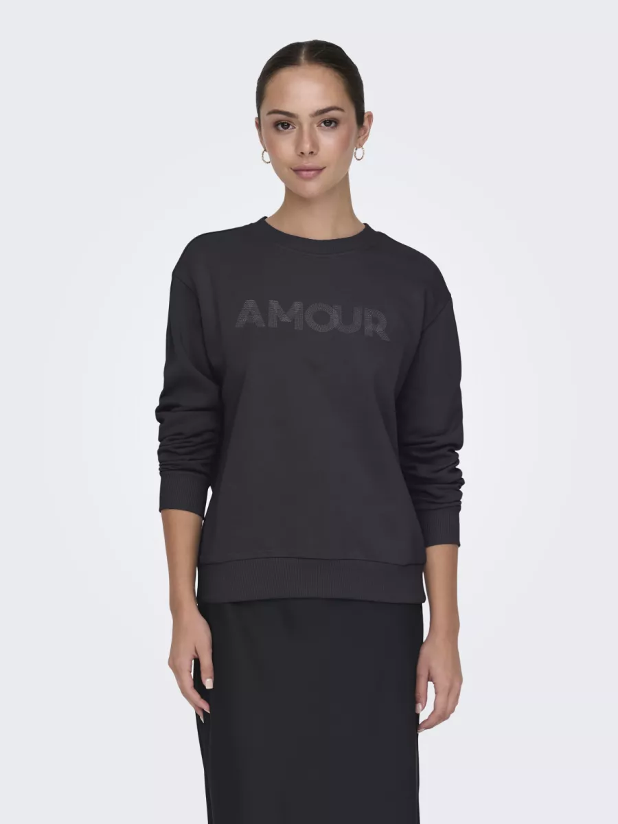 JDY-JDYPARIS L/S EMB SWEAT JRS-15221015-Phantom-ANTRACIET