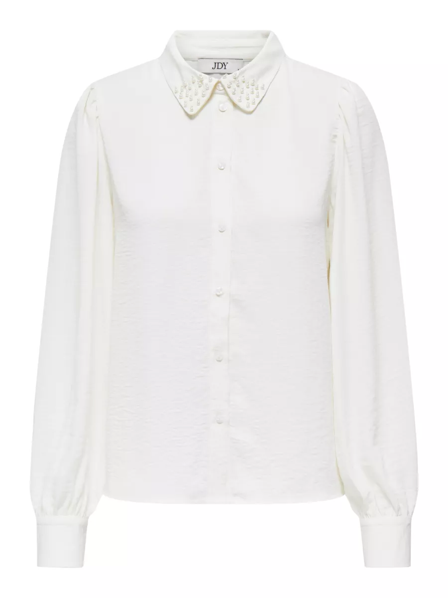 JDY-JDYRACHEL LIFE L/S BEADED SHIRT WVN-15333539-Cloud Dancer-CREME