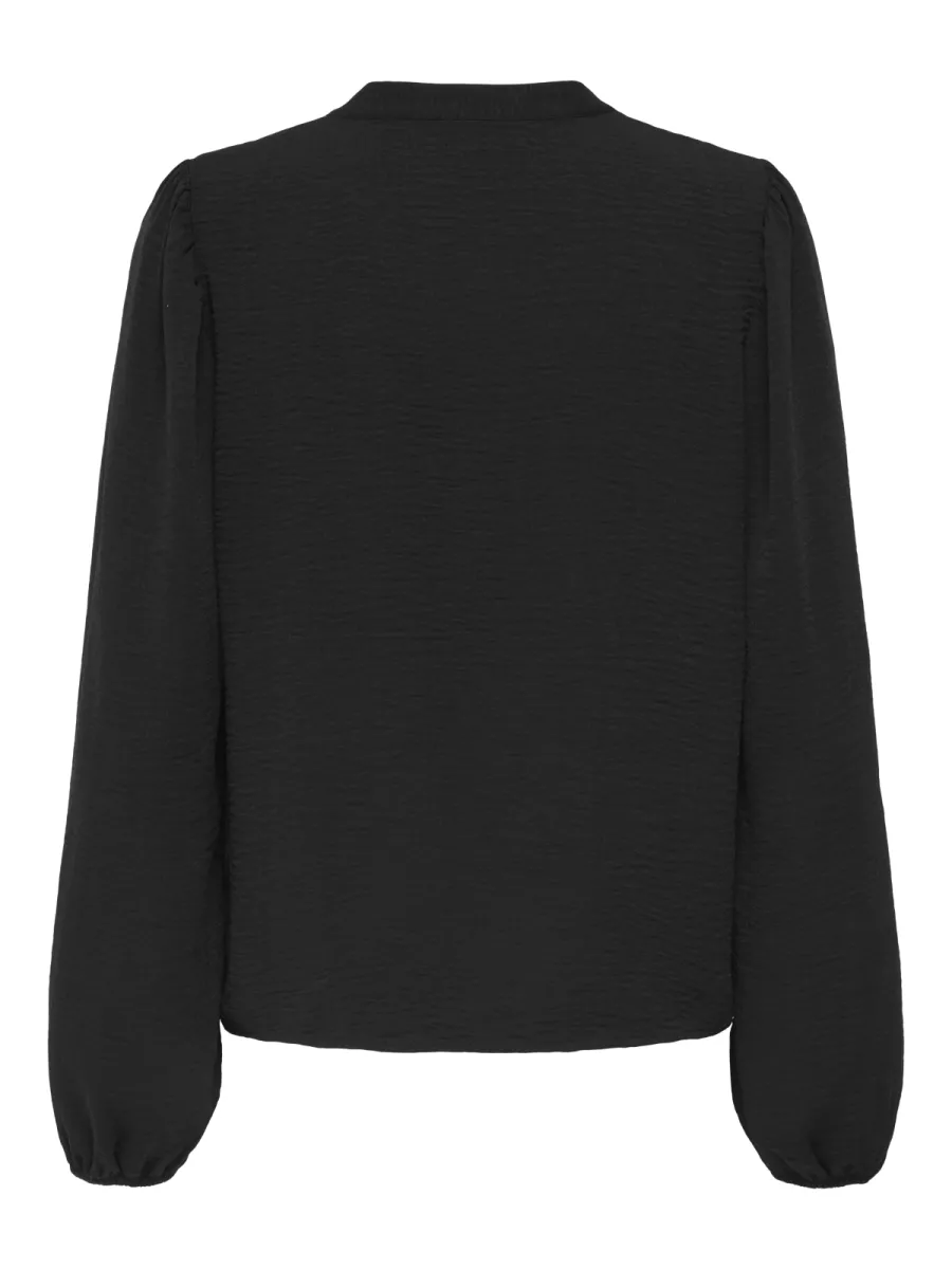 JDY-JDYRACHEL LIFE L/S V-NECK TOP WVN-15355360-Black-BLACK