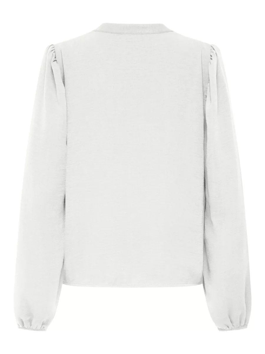JDY-JDYRACHEL LIFE L/S V-NECK TOP WVN-15355360-Cloud Dancer-CREME