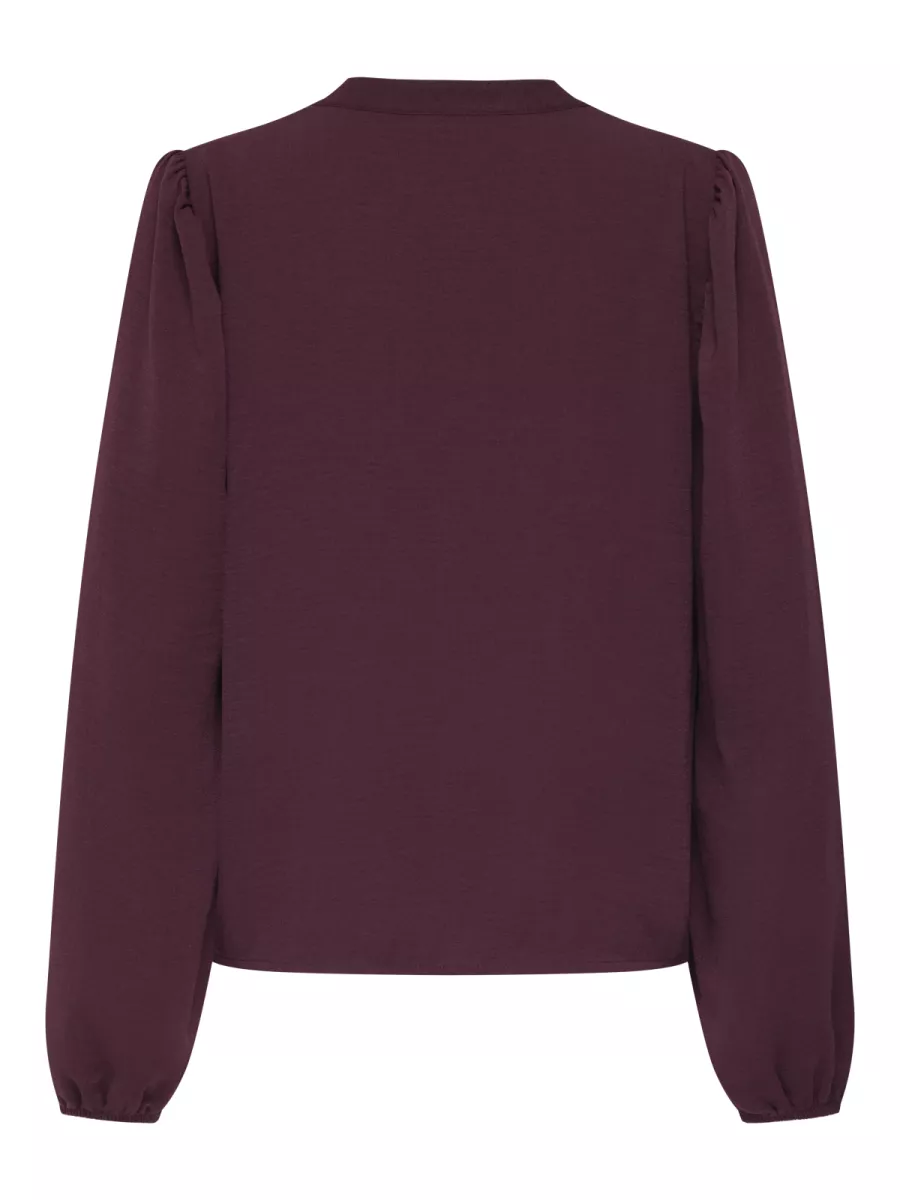JDY-JDYRACHEL LIFE L/S V-NECK TOP WVN-15355360-Maroon Banner-BORDEAUX