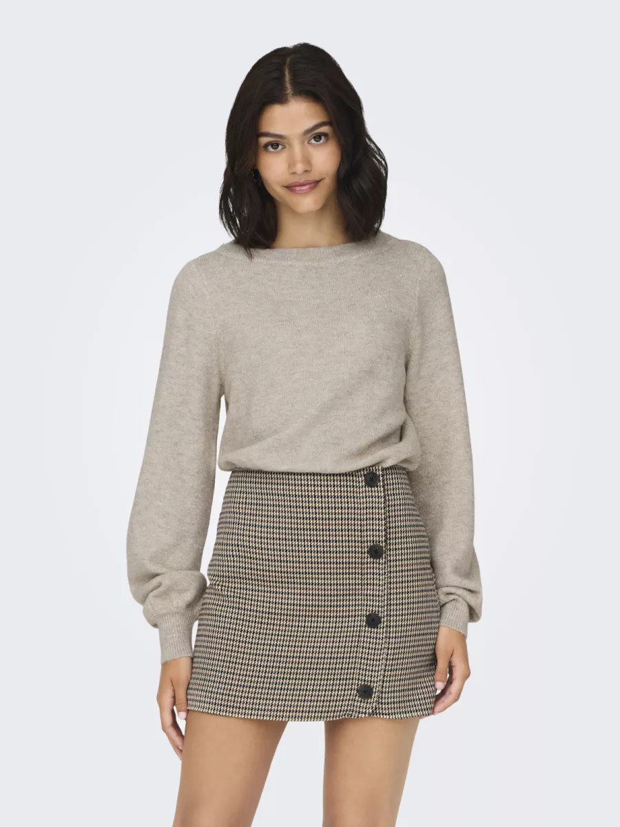 JDY-JDYRUE GLITTER L/S BOAT PULLOVE KNT-15330648-Chateau Gray-KIT