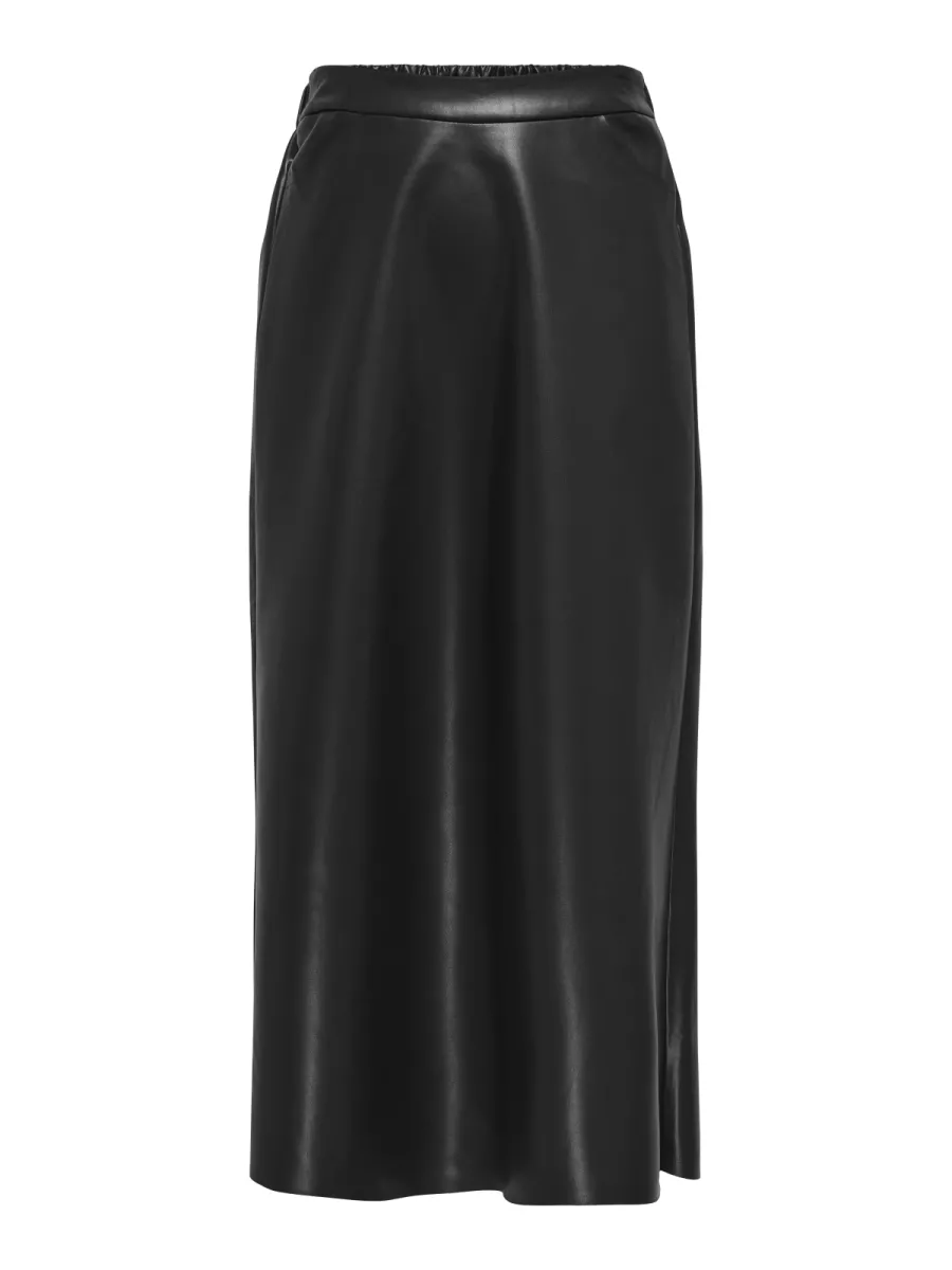 JDY-JDYSALUD LONG PU SKIRT JRS-15359993-Black-BLACK