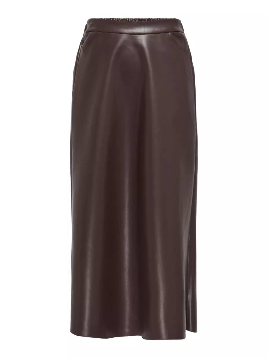JDY-JDYSALUD LONG PU SKIRT JRS-15359993-Chocolate Torte-CHOCOLADE