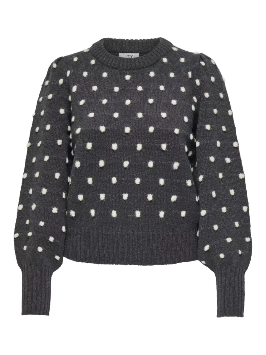JDY-JDYSIGRID LIFE L/S ON PUFF PULL KNT-15304813-Dark Grey Melange-DONKER GRIJS/GRAFIET