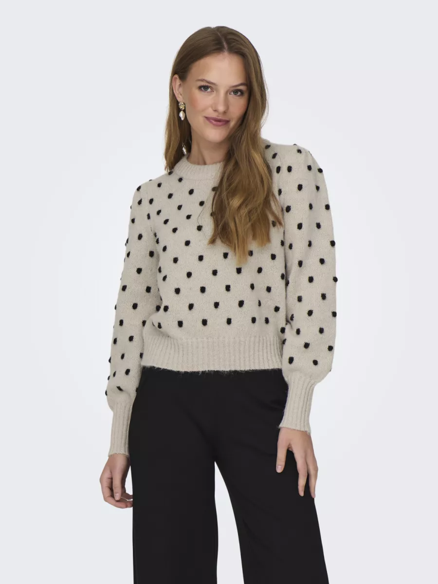 JDY-JDYSIGRID LIFE L/S ONECK PUFFDOT PU-15304813-Cement-CEMENT